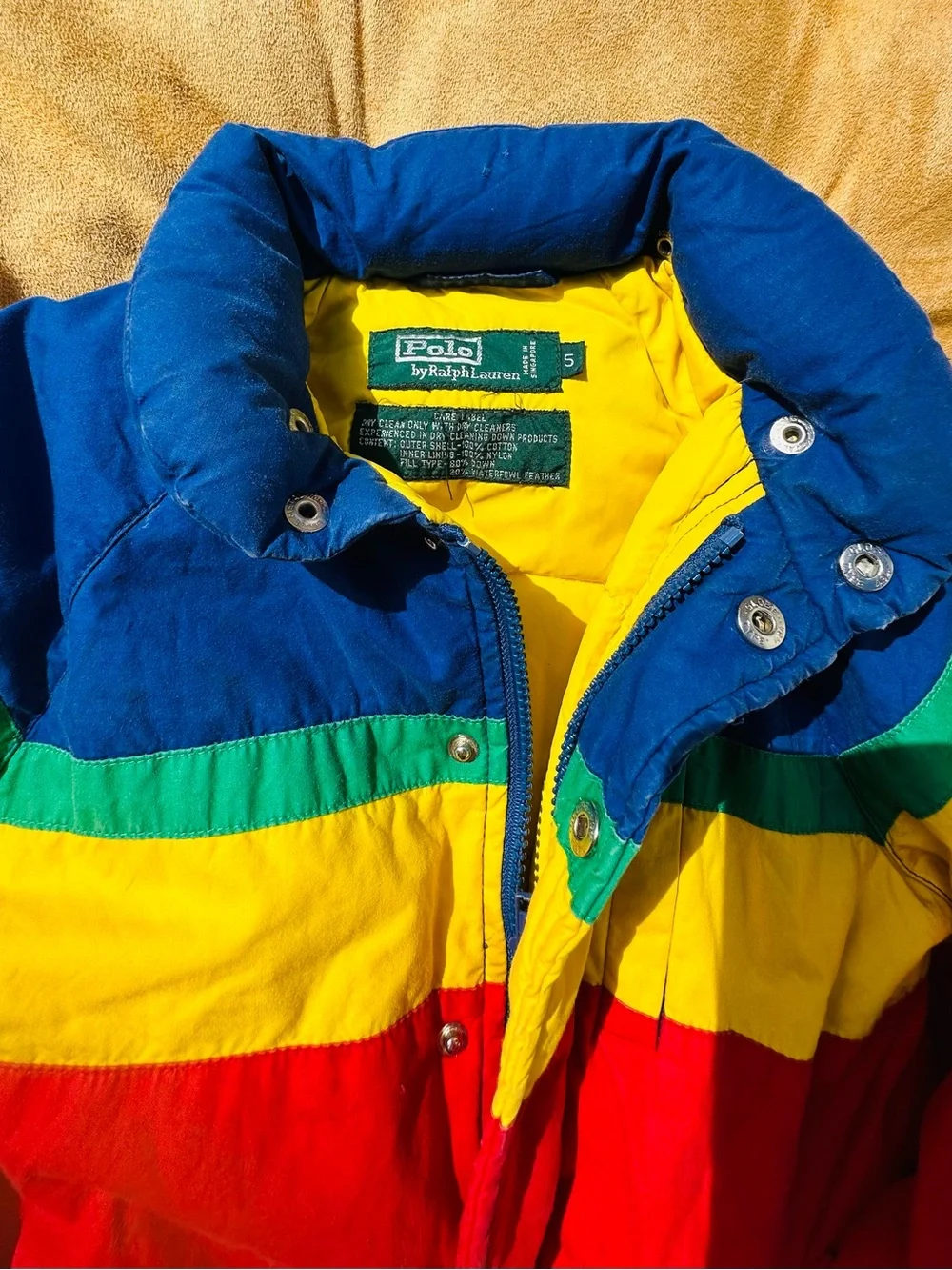 Polo by Ralph Lauren Kids Colorblock Puffer Jacket - Red, Yellow, Blue, Green